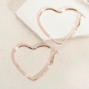 Rose Gold Heart Hoop Earrings